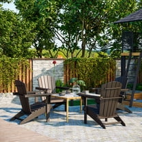 Outsunny Adirondack Chair with Cup Holder, HDPE, Black