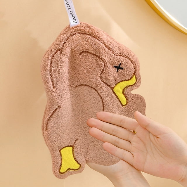 SSZMDLB Kitchen Hand Towel with Goose Pattern, Coral Fleece Hanging Towel, Soft Absorbent Hand Towel for Kitchen, Decorative Dish Drying Towel, Quick Dry Hand Towel