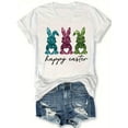 thumbnail image 2 of Camisetas de manga casquillo para mujer, de moda de verano 2025, con estampado lindo, casual, sin mangas, de ajuste holgado, de manga cortaWomen's Easter Bunny Graphic T-Shirt - White Crew Neck, Sho, 2 of 8