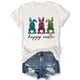 thumbnail image 2 of Women's Easter Bunny Graphic T-Shirt - White Crew Neck, Short Sleeve, Casual Polyester Tee with Glittery Rabbit Print and "HAPPY Easters" Text, Casual Wear | Round Neckline Top | Machine Washable Top, 2 of 7