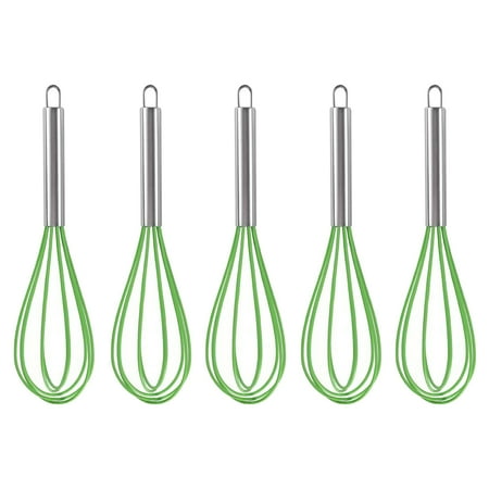 

Pnellth 1/5Pcs Silicone Whisk Stainless Steel Handle Dishwasher Safe Ergonomic Design with Hanging Hole Egg Beater Kitchen Supplies