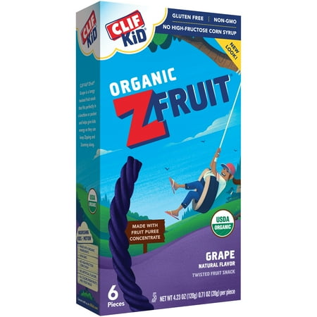 Clif Kid Zfruit Organic Grape Twisted Fruit Rope, 4.23 Oz., 6 Count