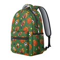 thumbnail image 2 of Football and Basketball Green Pattern Backpack for School, Cute School Bag with Adjustable Shoulder Straps and Padded Back, 15.3"x11"x7.1", 2 of 5