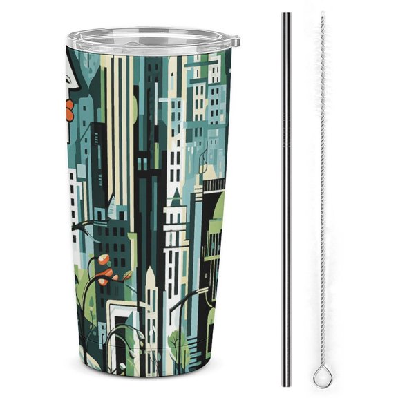 Anime Castle Tumbler with Lids And Straws Insulated Cup Reusable Stainless Steel Water Bottle Travel Mug