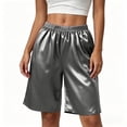 thumbnail image 2 of Yourumao Satin Shorts for Women Elastic Waist Bermuda Shorts for Loungewear Soft Comfy Loose Fit Pajama Bottoms for Leisure Home, 2 of 7