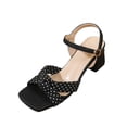 thumbnail image 2 of Willtoo Women's Heeled Sandals Polka Dots Comfortable Strappy Block Heels Sandals Dressy Ankle Strap Open Toe Party Shoes, 2 of 6