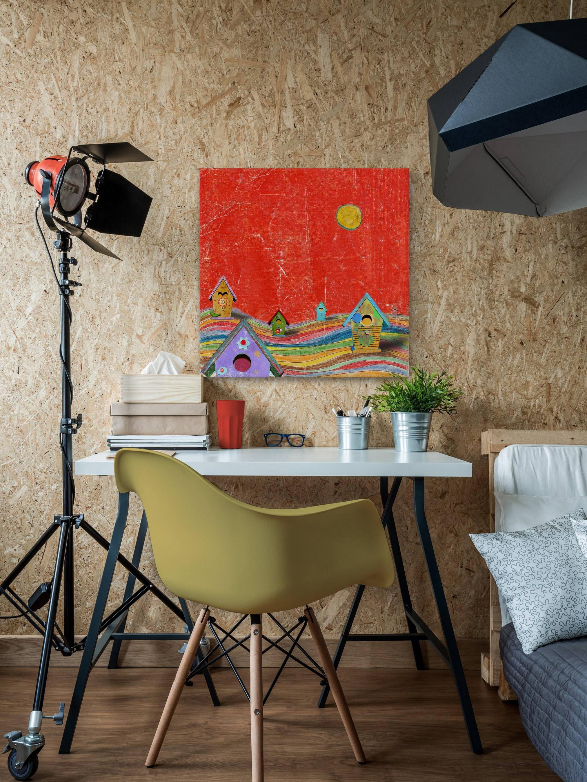 Marmont Hill Feathers, Dots & Stripes X Canvas Wall Art