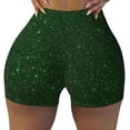 thumbnail image 2 of Gaeub Emerald Green Sparkling Print Workout Shorts for Women,Seamless Scrunch Short,Gym Yoga Running Sport Active Exercise Fitness Shorts-XX-Large, 2 of 8