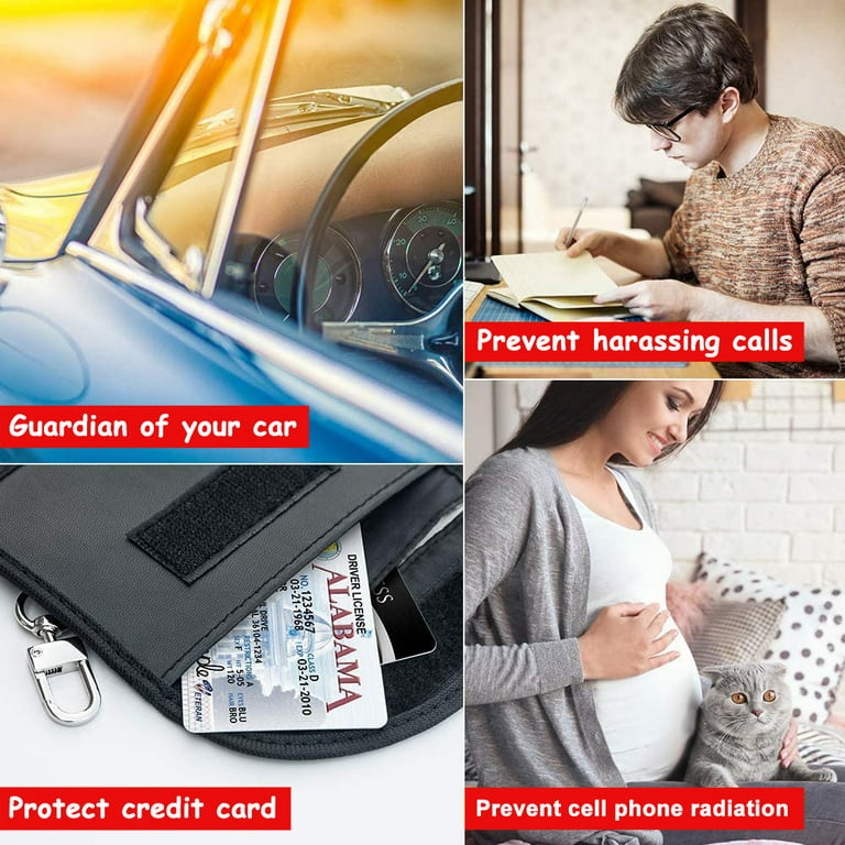  DAGUI Faraday Bags for Phones & Laptops & Tablets & Car Keys -  2 Pack Faraday Cage, Faraday Key Fob Protector, Fireproof & Waterproof RFID  Bag, Car Key Signal Blocker(Black) 