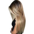 thumbnail image 3 of Femmes Cheveux Raides Perruque Synthétique Dégradé Cheveux Blonds Noirs Longue Perruque Résistante à la Chaleur, 3 of 7