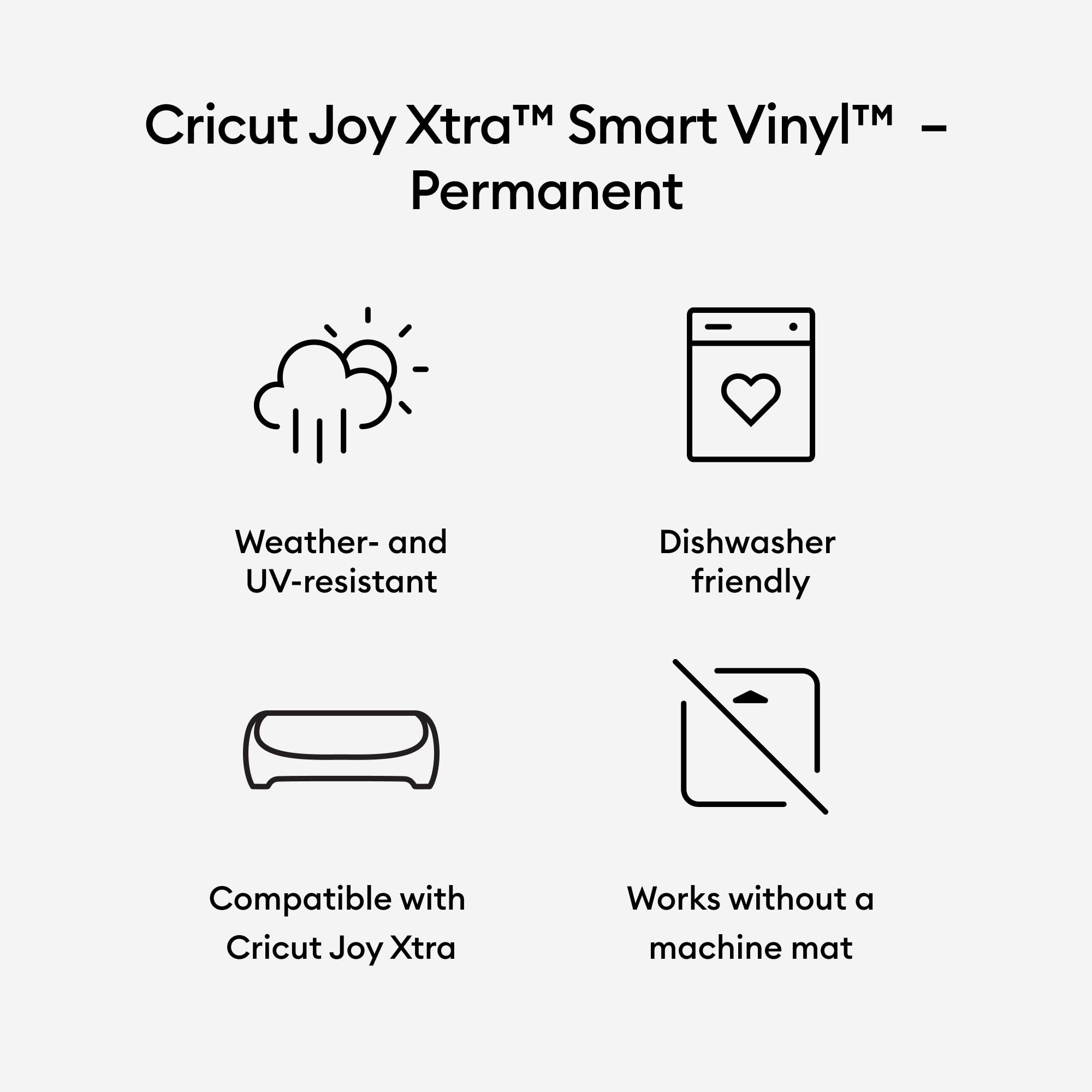 Cricut Joy Xtra Smart Vinyl  Permanent (3 ft), 9.5" x 36"