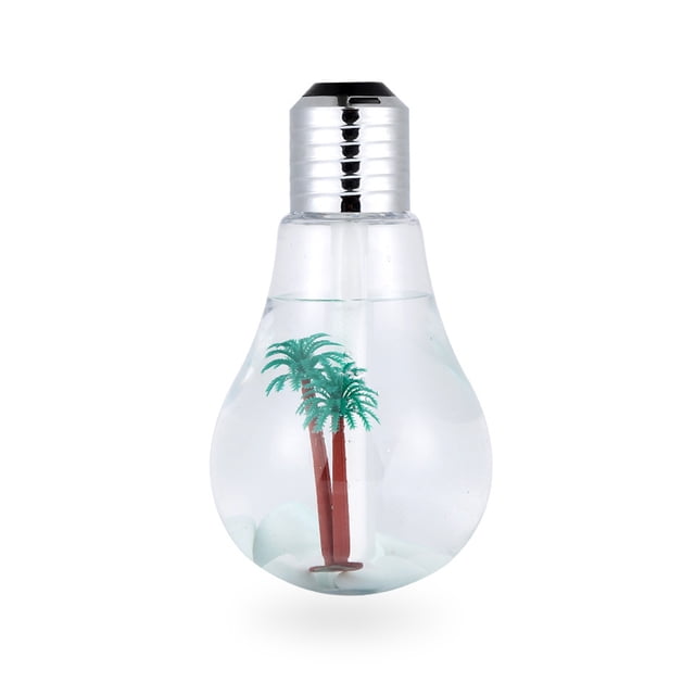 Bombilla Humidificador Aire Aceite Esencial 400ml LED Desktop Aroma Diffuser Humidificación de la cabecera Viaje Mistienda de viajes para Coche Hogar Blanco Piedra Plata Methold HA059186-04B