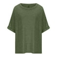 thumbnail image 4 of loopsun Plus Size Tops for Womens,Womens Summer Tops,Women's Large T-shirt Summer Casual Loose Short Sleeved Solid Color Loose T-shirt Top Army Green L, 4 of 5