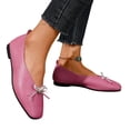 thumbnail image 4 of Office Work Shoes, Women's Bow Accent Square Toe Flats Comfortable Low Profile Dress Shoes with Flexible Walking Sole and Easy Style Office Work Shoes Ballet Commuter Shoes Flats, Hot Pink US-6/EU-36, 4 of 9