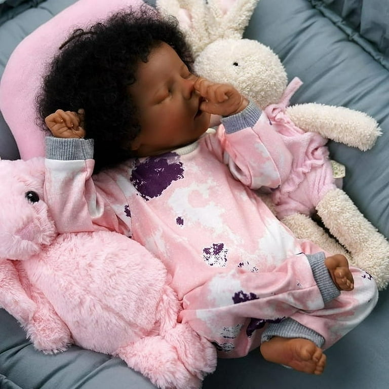 Reborn Baby Dolls Black 17 inch Realistic Real Life Newborn African  American Cloth Body for Kids Age 3+