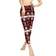 thumbnail image 2 of DISNIMO Christmas Snowflake Printed High Waisted Leggings Tummy Control Yoga Pants Leggings, Breathable Workout Yoga Pants for Yoga Gym, Black and Red, L, 2 of 6