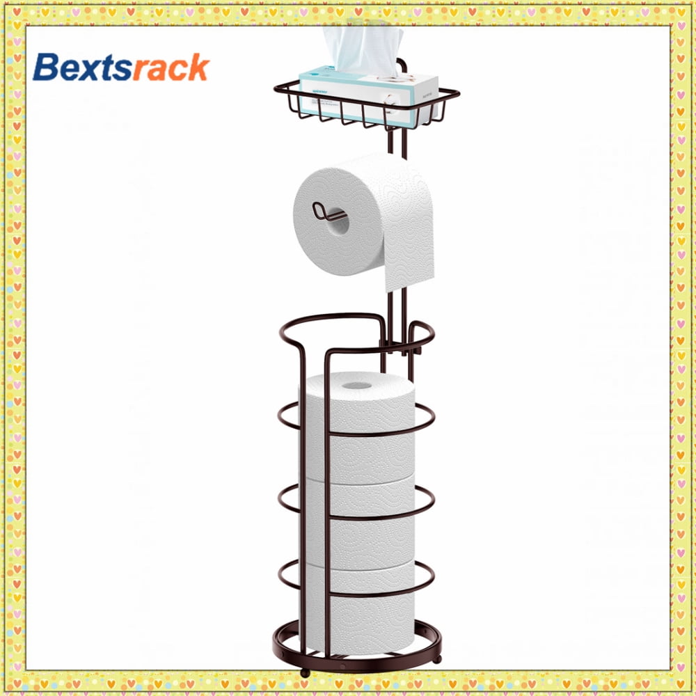 Bronze Freestanding Toilet Paper Holder with Storage Shelf