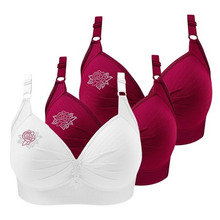 FUNUONY Big Sale!! 2025 New Women s Push Up Bra Underwire Plunge Full Coverage Bras 3 Pack Sports Bras for Women Comfortable V Neck No Underwire Bra Adjustable Strap Breathable Soft Bras Grey L