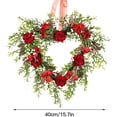 thumbnail image 2 of LED Lighted Valentine's Day Wreath, 16 Inch Heart Shaped Garland Simulation Red Rose Flower Wreath for Front Door Wedding Hanging, 2 of 9