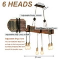 thumbnail image 6 of iMeshbean 6-Light Rustic Chandelier Farmhouse Wood Beam Hanging Industrial Pendant Lighting Vintage Ceiling Light Fixture 6 Heads for Dining Table Kitchen Island Bar Coffee Billiard Pool Table, 6 of 8