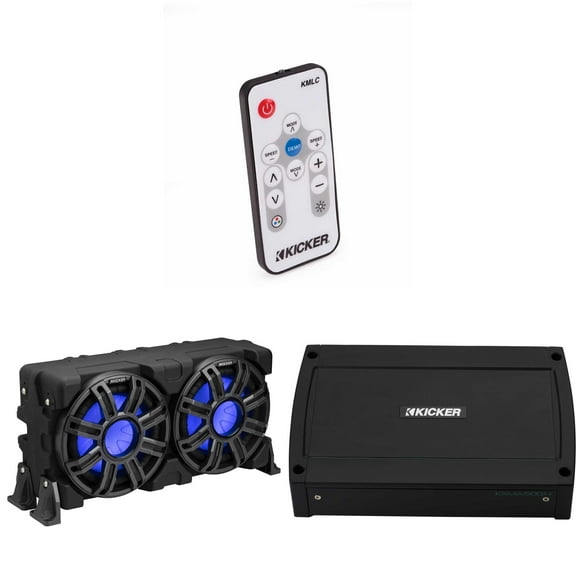 Kicker 51MWLE104 - MWE 10-Inch Loaded Premium Marine Sub Encl w/ Passive Radiator 4ohm & 48KXMA5004 Marine Amp Bundle ( Includes LED Remote )