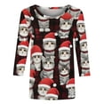 thumbnail image 5 of Oksale Cute Cats Graphic Shirts for Women Plus Size 3/4 Length Sleeve Xmas Tops Casual Round Neck Cotton Blouses Lightweight Soft Fall Clothes Red XL, 5 of 7