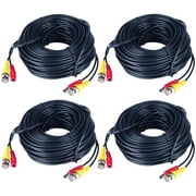100ft 4 Packs Security Monitoring Audio Video Power Supply Cable All-in-One BNC + DC30 Port Combination Surveillance Camera Wires Cordwith Connector for CCTV DVR Camera Accessories Black