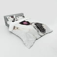 thumbnail image 3 of Pug Duvet Cover Set, Pug Holding Food Bowl and Licking Its Lips Hunger Image Raising Its Hand, Bedding Set with Shams and Fitted Sheet, 3 Sizes, by Ambesonne, 3 of 3