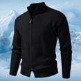 thumbnail image 2 of Mens Jacket Sweater Ribbed Textured Knit Stand Collar Long Sleeve Mens Warm Clothes,Black,2XL, 2 of 4