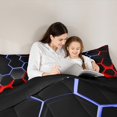 thumbnail image 5 of Manfei Geometric Honeycomb Full Size Comforter Sets 3-Piece for Boys, Black Blue Red Bedding Comforter Set, Neon Gradient Hexagon Bedding Sets, Breathable Home Decor, 5 of 8