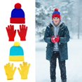 thumbnail image 4 of Ywmsfl Stylish Contrast Color Hat And Gloves Set Soft Knitted Headwear Winter Accessories For Men Women Christmas Par, 4 of 15