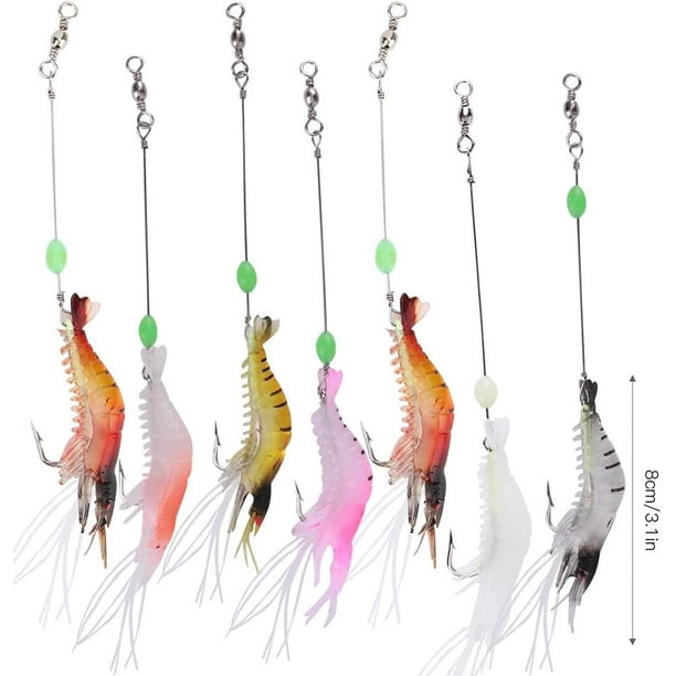 7 Pack Shrimp Fishing Lures, Silicone Artificial Baits with Hooks for  Freshwater Shrimp, Bass, Trout, Catfish, Salmon 
