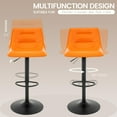 thumbnail image 5 of Bar Stools Set of 2, Adjustable Swivel PU Leather Barstools with Back Counter Height Barstools Airlift Curved Bar Chairs for Kitchen Dining Cafe, Orange, 5 of 10