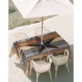 thumbnail image 3 of 60x120 Inch Outdoor Tablecloth with Umbrella Hole Zipper Rectangle Texas Star Vintage Rectangular Tablecloths Outside Waterproof Berry Grey Blue Brown Wooden Patio Table Cloth Cover for Picnic Party, 3 of 8