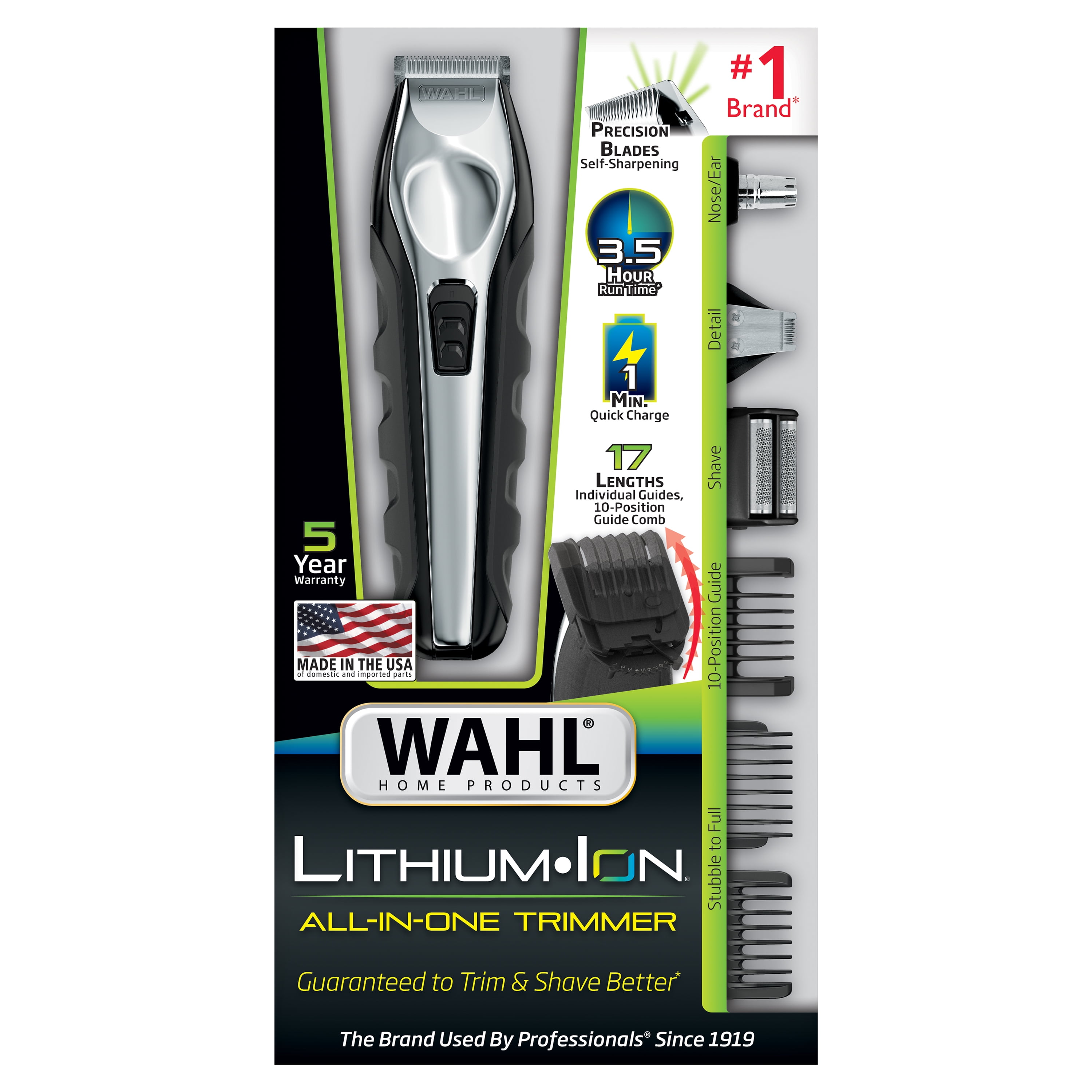 Wahl Lithium Ion Rechargeable All-in-One Trimmer - Black/Silver Model 9888-600