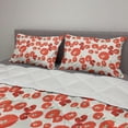 thumbnail image 2 of Poppy Flower Comforter & Sham Bedding Set, Hand-drawn Illustration of Poppys Retro Buds Blossoms, 3 pcs Duvet Set Microfiber Filling Quilt, 5 Sizes, Dark Coral Reseda Green, by Ambesonne, 2 of 4