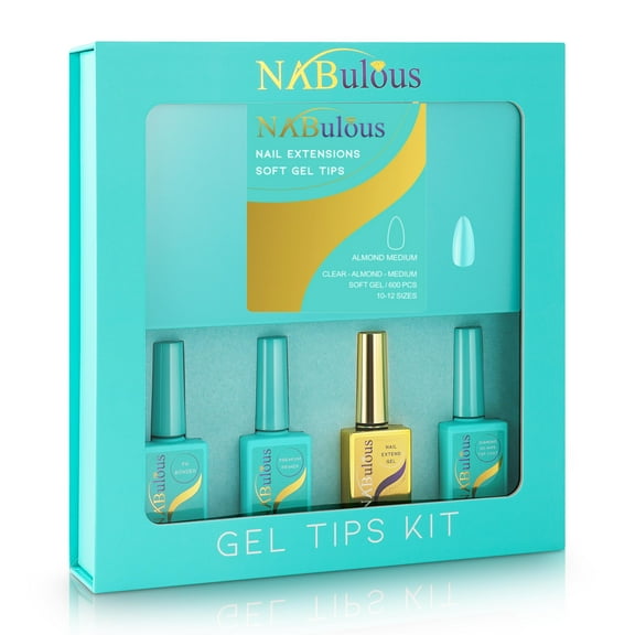 NABulous™ Clear Almond Medium Soft Gel Nail Starter Kit: Professional DIY Manicure (Kit Almond Medium)