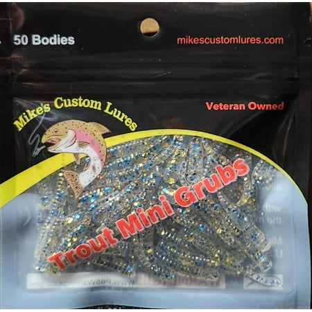 New Trout Steelhead Salmon Mini Grub Solid Tail Bodies Clear Glitter