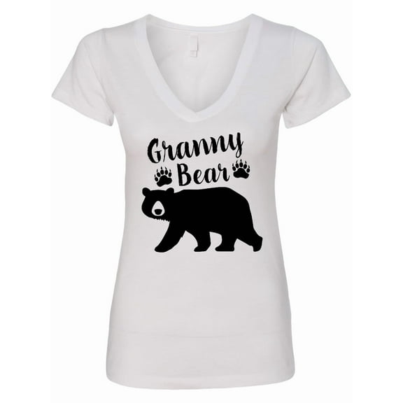 Inktastic Granny Bear in Black Women's V-Neck T-Shirt