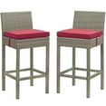 thumbnail image 2 of Modway Tabouret de Bar de Mobilier de Patio Extérieur en Osier à 2 Conduits, Gris Pâle, 2 of 6