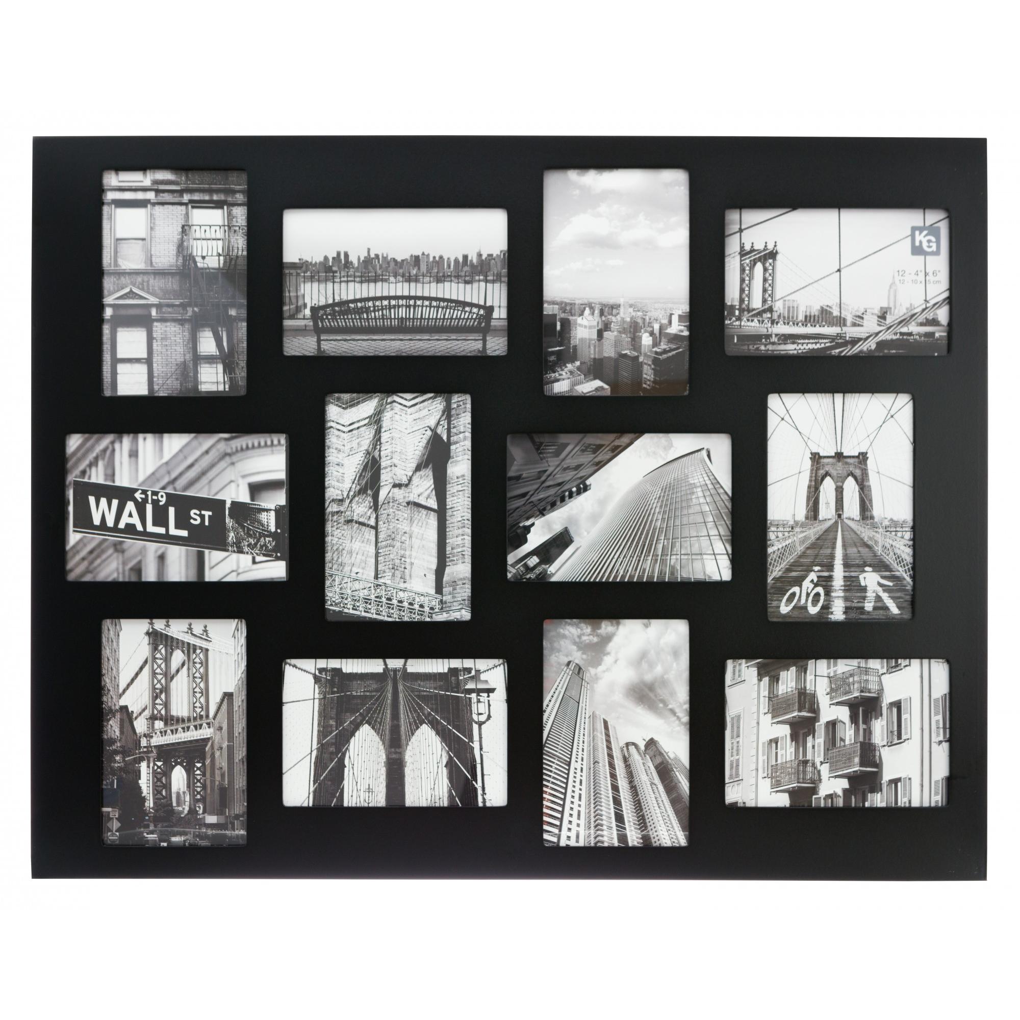 KG Napa Collage Frame 18" x 24", Fits 12 4" x 6" Photos, Black