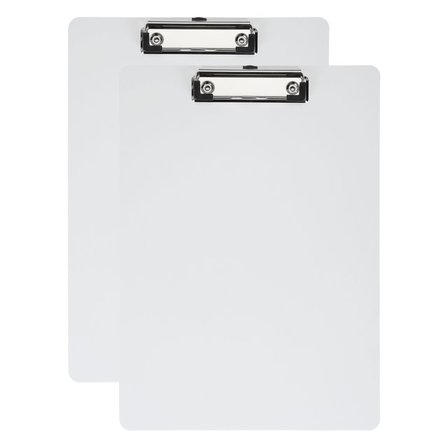 Uxcell 12.4 x 8.86 Inch Clipboard Vertical, 2 Pack A4 PP Plastic Office Clipboards Low Profile Clip, Blanco