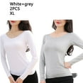 thumbnail image 4 of Ropa interior térmica femenina de manga larga con cuello redondo, camisa de fondo de otoño para el hogar y la Oficina, ropa interior para Prendas para la parte del cuerpo 2 piezas blanco gris XL Minnieouse AP013721-12, 4 of 6