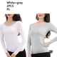 thumbnail image 4 of Ropa interior térmica femenina de manga larga con cuello redondo, camisa de fondo de otoño para el hogar y la Oficina, ropa interior para Prendas para la parte del cuerpo 2 piezas blanco gris XL Minnieouse AP013721-12, 4 of 6