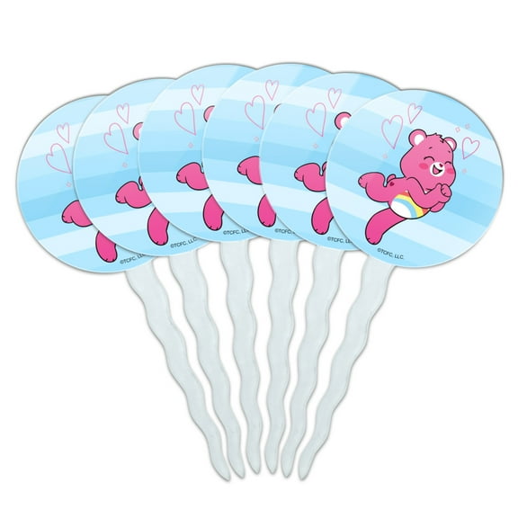 Care Bears: Unlock the Magic Cheer Bear Cupcake Picks Toppers Decoration Set of 6