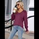 thumbnail image 4 of Camisas Casuales Holgadas de Larga para Mujer, Blusas Fruncidas con Cuello en V, Blusas de Moda. Vino Tinto XXL, 4 of 10