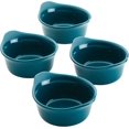 thumbnail image 1 of Rachael Ray Solid Glaze Ceramics Round Ramekins/Dipping Cup Set, 4 Piece, Teal, 1 of 8