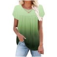 thumbnail image 4 of XYAIXT Women Summer Tops Gradient Color Pleated Fashion Casual Blouses Petal Sleeve T-shirt V Neck Crisscross Strap Tee, 4 of 6