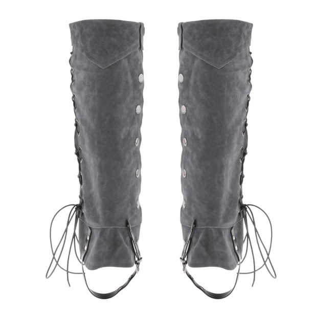 Funda para botas de pirata, funda para botas, parte superior de botas de caballero para cosplay, escenario, espectáculo, accesorios LARP Gris