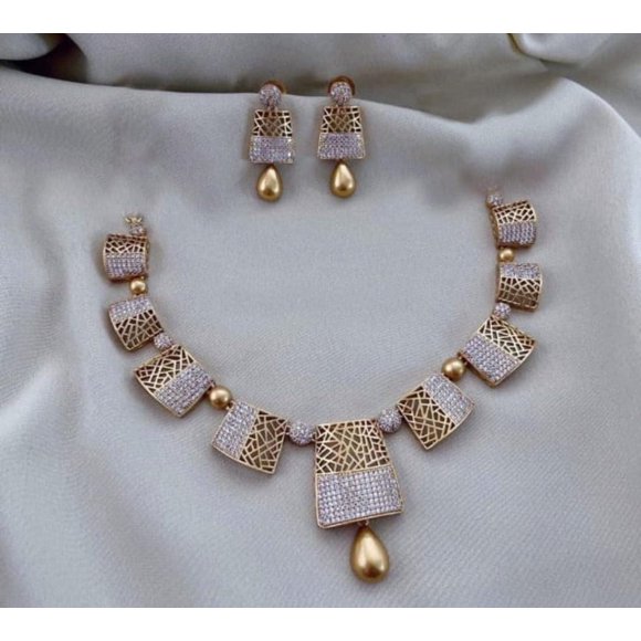 Gold Plated Matte Finish Haram Necklace with Chandbali Hoop Earrings - AD Ruby & Green Kemp Stones South Indian Bridal Jewelry, Antique Bollywood Wedding Jewelry Set